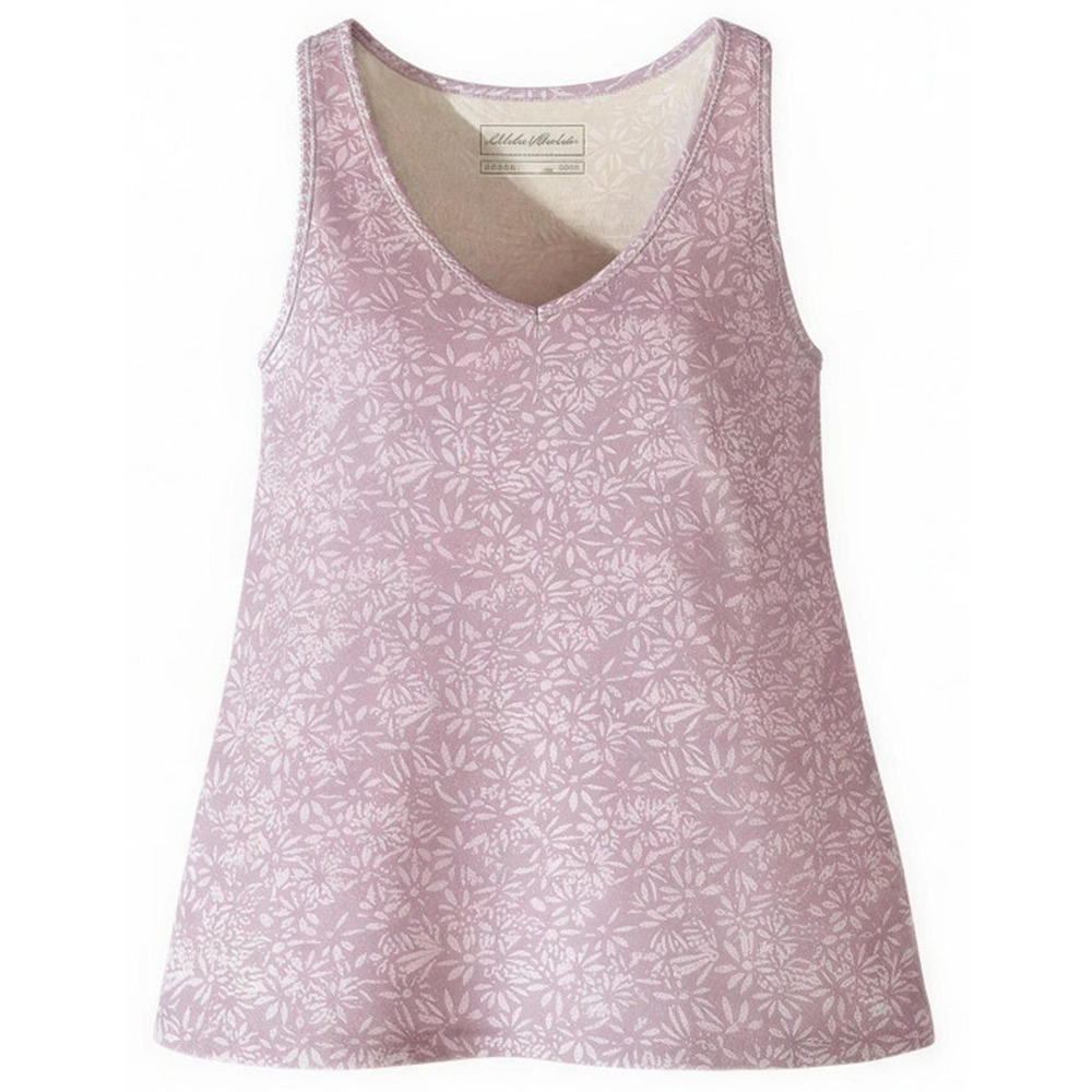 Eddie Bauer Pajama Top Womens Size Medium Purple Floral Print Sleeveless V-Neck